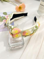 Diadema Bohemia Vintage De Punto Rosa Con Estampado Floral Ancha Para Mujeres Y Niñas Accesorio De Cabello Étnico Estilo Casual - details 6