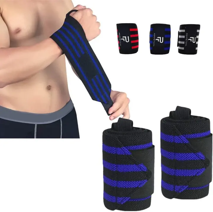 PERPETUAL Muñequeras Deportivas (2 unidades) Ajustables 45cm Protección Profesional Gym Crossfit Calistenia Pesas Resistente Fitness Gimnasio Hombre Mujer Entrenamiento Pulgar Previene Lesiones Tendinitis - 1