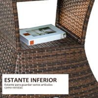 Outsunny Mesa de Centro Ratán con Agujero para Sombrilla Mesita de Café Té Mesa Auxiliar para Exterior Terraza Patio 54x54x55cm - details 4