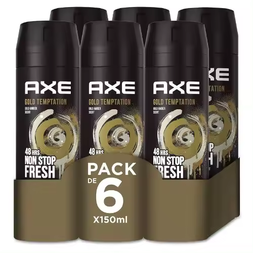 Axe Gold Temptation Desodorante Spray para Hombre 150 ml - Pack AHORRO 6x150ml - 1