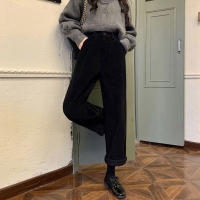 Pantalones Anchos De Corduroy Vintage Para Mujer Cintura Alta Con Bolsillos Pantalones Rectos Casuales De Color Negro Estilo Coreano Streetwear Talla Grande - details 15