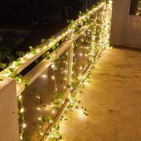 Garland De Luces Solares De Hojas Artificiales Y Flores Para Decoración De Navidad Jardín Fiesta Boda Puerta Techo Exterior - details 2