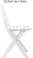 Silla Plegable | Pack 4 Uds | Material Resina | Acabado Madera Rugoso | Medidas 41x44x78 cm | Respaldo Sólido | Peso Máximo 120 Kg | Portátil (Blanco) - details 1