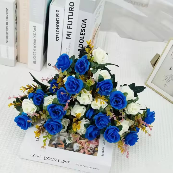 Bouquet De Rosas Artificiales Con Hojas De Eucalipto 12 Cabezas Rojo Para Decoración De Bodas Fiestas Y Hogar Imitación Realista De Flores Para Exterior Y Interior - 1