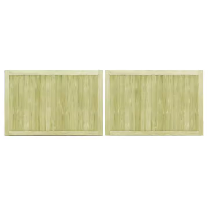 vidaXL Puertas de valla madera 2 uds de pino impregnada 300x100 cm - 1