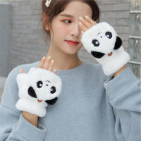Guantes De Piel De Conejo Y Gato Para Mujer Guantes De Invierno De Plush Cálidos Y Suaves Medio Dedo Flexibles Y Gruesos - details 27