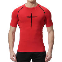 Camiseta De Compresión Para Hombres Con Estampado Cruzado Deportiva Para Gimnasio Correr Y Running Camiseta Básica De Deporte Quick-Drying Polyester Talla Verdadera - details 9