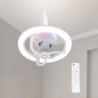 Ventilador de techo con Luz y enchufe E26/E27, Mando a Distancia regulable, rotación de 360 ° y Modo RGB, 3 velocidades, para dormitorio, Sala de estar y comedor. - details 0