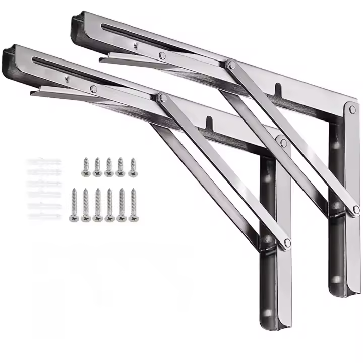 2pc Soportes De Estante Plegables De Acero Inoxidable Resistentes Y Collapsible Para Garage Estación De Trabajo Espaciosa Y Montada En La Pared - 1