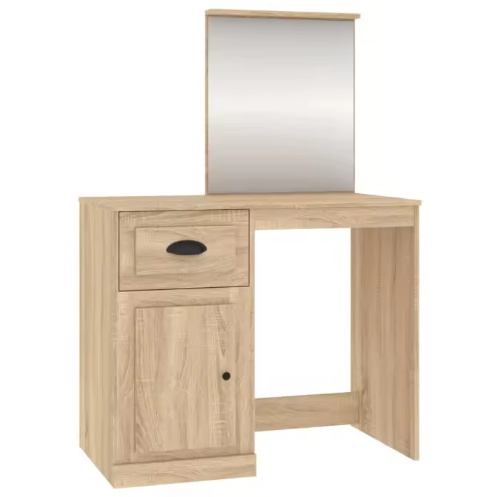 Juego de tocador con LED Madera contrachapada Blanco - 1