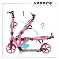 Arebos Patinete con Ruedas de Goma con LED - Suspensión Delantera - Soporte para Botella y Timbre - details 16