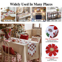 Decoración De Mesa Neutra Para Navidad Tela De Mesa De Lujo Con Encaje De Nogal 70x15 Pulgadas Impermeable Estilo Encaje Estampado Rayado - details 13