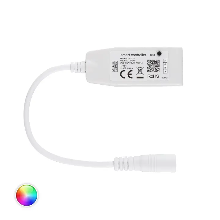 Ledkia Controlador Regulador Mini WiFi Tira LED RGB 12/24V DC Blanco - 1