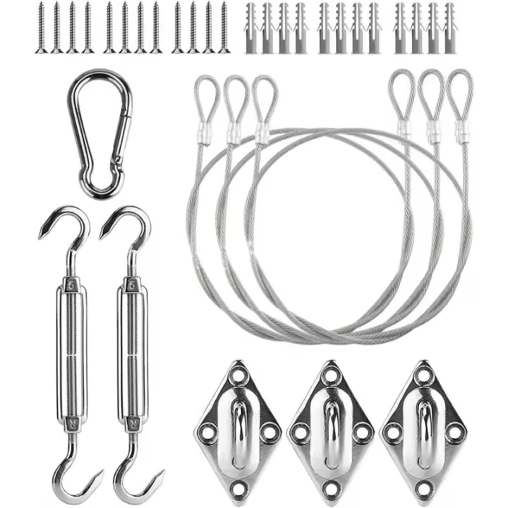 BIT Kit de fijación para Toldo, cable de Maple inoxidable, 30 piezas para instalación - 1