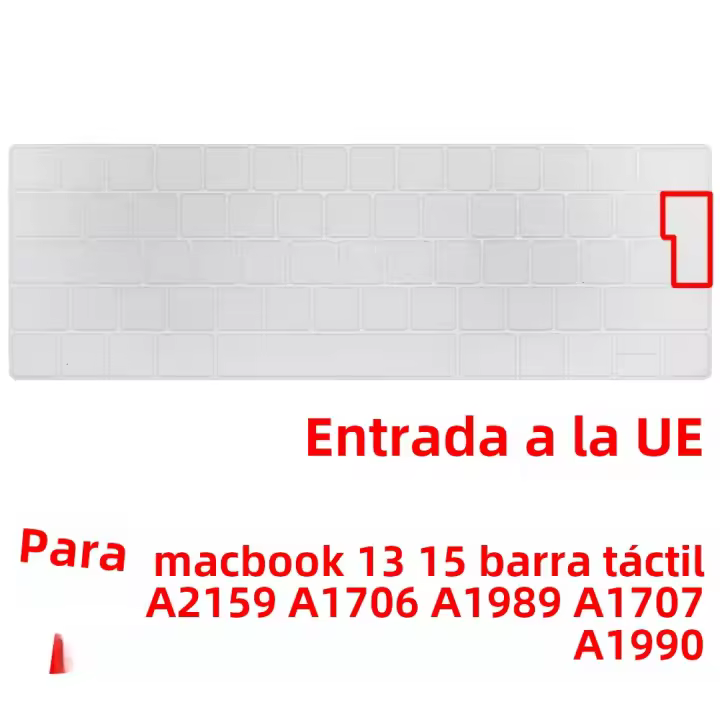 Funda De Teclado Para MacBook pro Con Barra Táctil 13&15 2016-2019 Modelo: A2159 A1989 A1990 A1706 A1707 Protector De Silicona Antipolvo Y Resistente Al Agua - 1