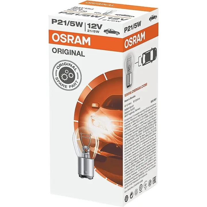 OSRAM OSRA7528 - Lámpara con casquillos metálicos para automóviles (P21/5W, 12.0 V, 21/5 W) , 1 unidad - 1