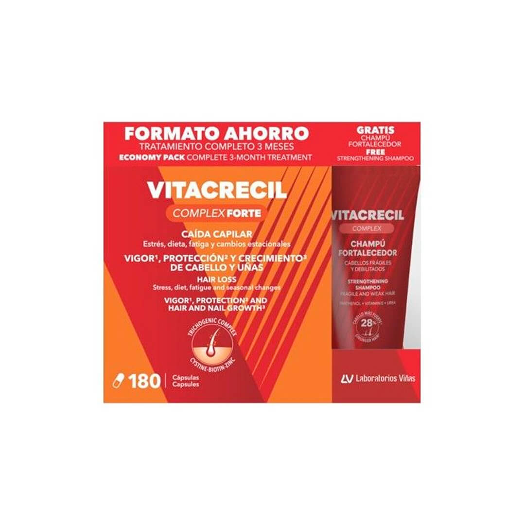 Vitacrecil Complex Forte 180 Cápsulas + Regalo Champú Fortalecedor