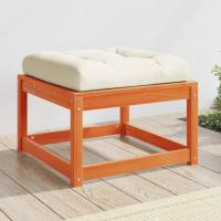 vidaXL Taburete de jardín con cojines madera maciza de abeto Douglas en color Douglas natural/Blanco/Impregnado natural y más | cómodas modernas ergonómicas para comedor cocina salón hogar - details 3