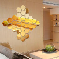 Adhesivos De Espejo 3D Para Pared 24Pcs Forma Hexagonal Acrílico Desmontable Decoración DIY Para El Hogar Artículos De Arte - details 1