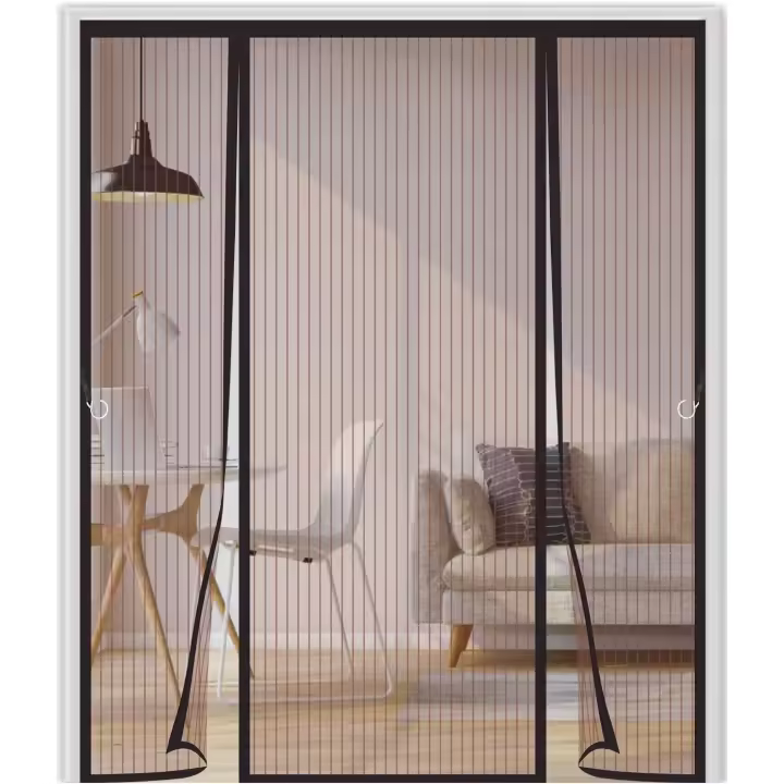 Mosquitera Puerta Magnetica 150x200cm,Doble Apertura Lateral Mosquitera Puerta Corredera, Se Cierra Automáticamente,Cortinas Mosquiteras para Puertas, Ventanas, Balcón,Marrón - 1