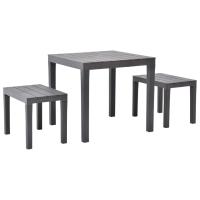 vidaXL Mesa de jardín con 2 bancos plástico gris en color Antracita/Marrón/Blanco | estructura resistente ideal para salón dormitorio o estudio - details 1