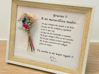 Regalo para los padres madre marco con mensaje y ramo de flores naturales preservadas y secas detalle para bodas aniversario día de la madre marco de madera con mensaje de agradecimento a nuestra madre padres - details 1