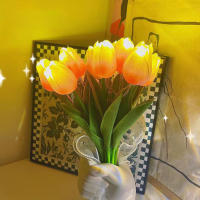 Lámpara De Noche LED En Forma De Tulipán Imitación De Flor Artificial Decoración Para El Hogar Con 5/10 Tulipes PVC - details 7