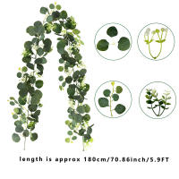 Guirnalda De Eucalipto Artificial 2pcs/1pc Hojas Y Enredaderas Verdes Para Bodas Arco De Decoración De Fiesta En Casa - details 1