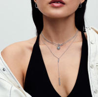 Pandora Collar de clavícula con un brillante amor escrito a mano, exquisito regalo 393076C01, 45 cm - details 0
