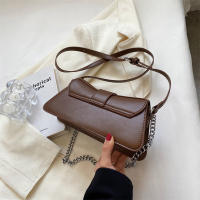 Bolso De Hombro PU Cuero Pequeño Para Mujer Color Sólido Con Cadena Vintage Lujo Monedero Bandolera De Moda Para Dama - details 20