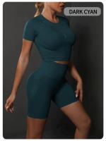 SSITO Nuevo conjunto de Pantalones cortos de manga cortos de Yoga de color sólido de melalgodón sin costura para correr, deportes y Fitness conjunto de Dos piezas - details 20