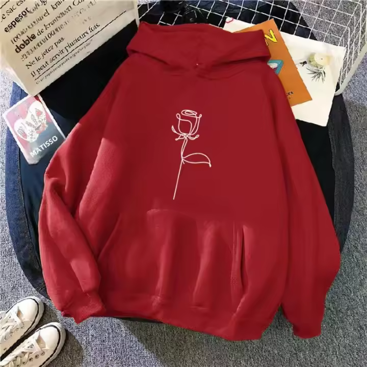 Sudadera De Mujer SSITE With Capucha Estampada Floral Estilo Casual Manga Larga Gruesa Sueter De Sport Suelto Para Otoño And Invierno - 1