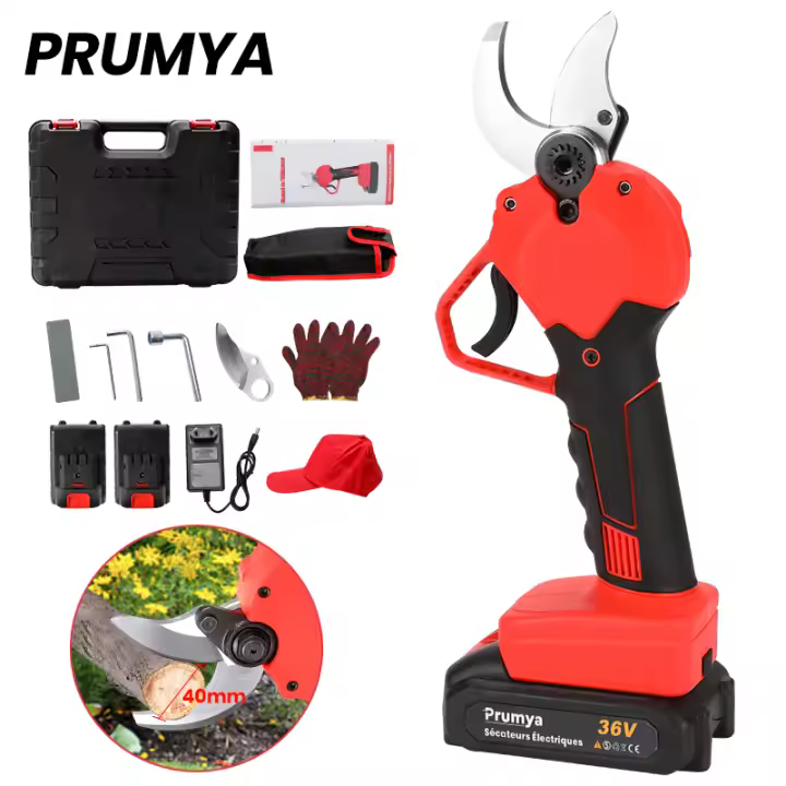 Tijeras de podar eléctricas 750W 40mm con 2 baterías de 36V 2000mAh Tijeras de jardín eléctricas inalámbricas Herramienta de jardín Para podar setos, arbustos, árboles frutales - 1