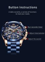 Reloj De Pulsera De Cuarzo LIGE 2024 Para Hombre Marca Top Lujo Hollow Resistente Al Agua Deportivo Cronógrafo De Acero Inoxidable - details 5