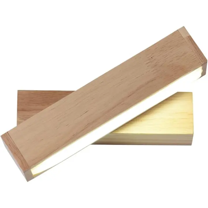 Lámpara de pared LED de Madera para interiores, lámpara de pared para Sala de estar con interruptor, lámpara de pared giratoria de 360 °, lámpara de pared Blanca Cálida de 3000 K para Sala de estar y dormitorio (21 × 4,5 cm) - 1