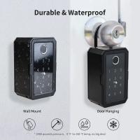 Caja fuerte con huella dactilar y teclado numérico, resistente al agua, compatible con Bluetooth, Alexa, Google Assistant y Tuya, aluminio, ideal para Airbnb, propiedades y acceso remoto (negro). - details 4