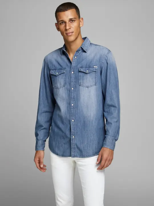 Jack & Jones mod. 12138115 Camisa tejana desgastada - 1
