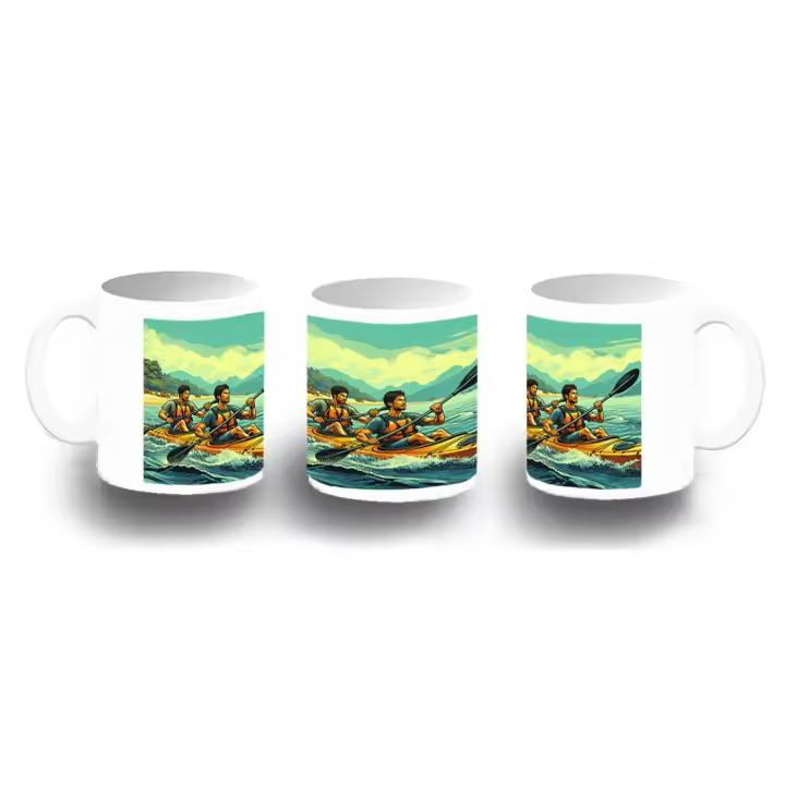MERCHANDMANIA TAZA FOTOLUMINISCENTE deporte playa kayak amigos isla tropical brilla oscuridad - 1