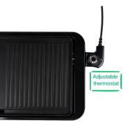 OstarkDom Plancha de Asar eléctrica 2000W con termostato ajustable Placa de parrilla electrica antiadherente de doble cara Bandeja de goteo de aceite 57x30x7cm - details 4