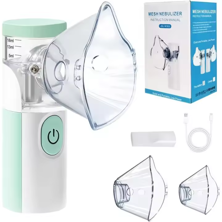 Nebulizador portátil silencioso recargable, atomización y absorción eficientes, accesorios con 2 máscaras y 1 boquilla, adecuados para adultos y niños, uso familiar y viajes - 1