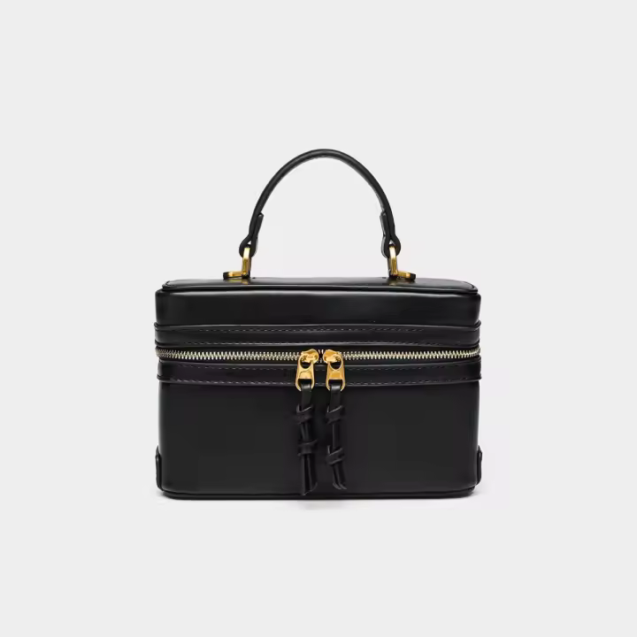 Bolso Pequeño Cuadrado De Moda Para Verano 2024 Negro PU Mujer Bolso De Hombro Portátil Y Elegante Con Cierre Único - 1