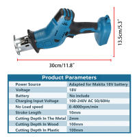 Sierra recíproca eléctrica inalámbrica de 18V, herramienta de corte de madera y Metal de velocidad Variable de 4000rpm/min, sierra eléctrica para batería Makita de 18V-sin bateria - details 6