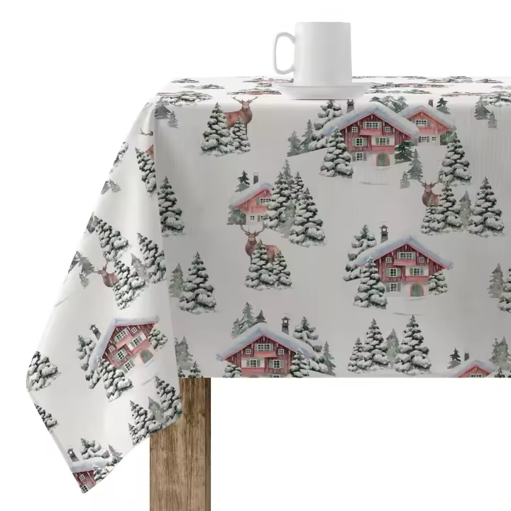 Mantel Colección BL Christmas de Navidad - 100% algodón - Impermeable para la mesa de la cocina y comedor - 1