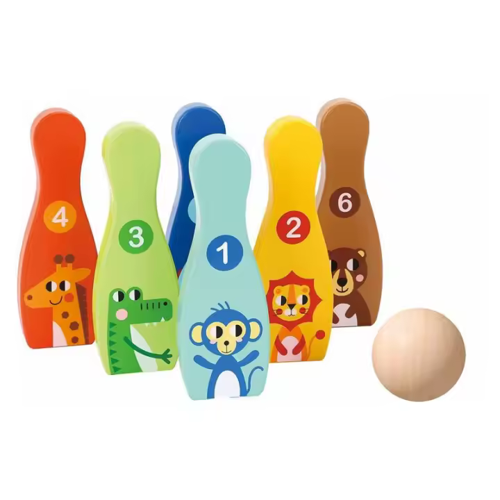 Juego de bolos educativo infantil de madera para niños - 1