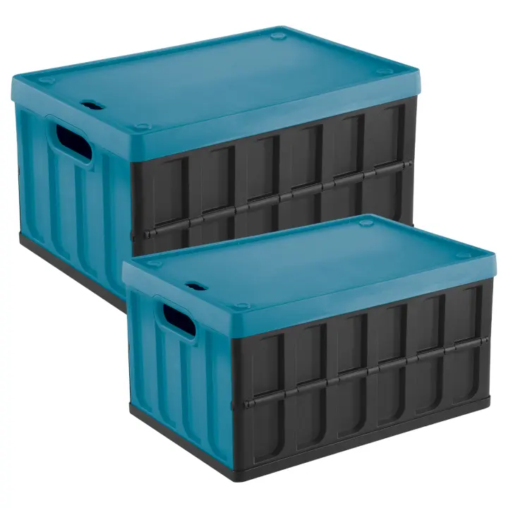 Set 2 cajas Tontarelli multiusos 46L/62L azul y negro - 1