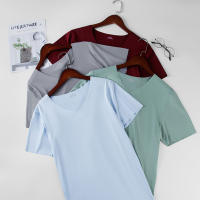 Camiseta De Verano Para Hombre Con Cuello En V Y Manga Corta Color Sólido Estilo Slim Sin Costuras Transpirable Para Viajes - details 1