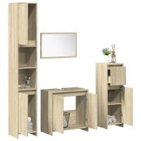 vidaXL Juego muebles de baño 4 pzas madera contrachapada en color Gris hormigón/Roble Sonoma | almacenamiento funcional diseño moderno para baño dormitorio sala - details 1
