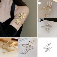 Pulseras De Brazo Superior De Hojas Y Flores De Metal Ajustables Para Mujer Joyería De Mano Accesorios De Regalo Con Salida Hollow out - details 31
