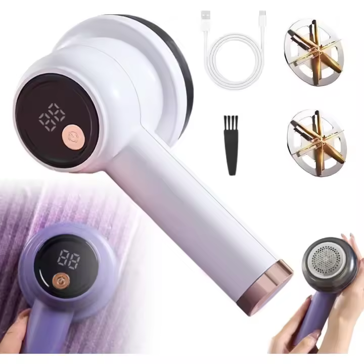 Quitapelusas eléctrico recargable para ropa, 2025, con 3 modos de uso, pantalla LED digital para eliminar pelusas en ropa, muebles y sofás (blanco) - 1