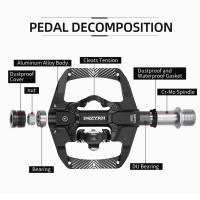 Pedal De Bicicleta 2 En 1 Con Clevatina Gratis Para Sistema SPD MTB Carretera Aluminio Antideslizante Con Rodamiento Sellado Accesorios De Bloqueo - details 5